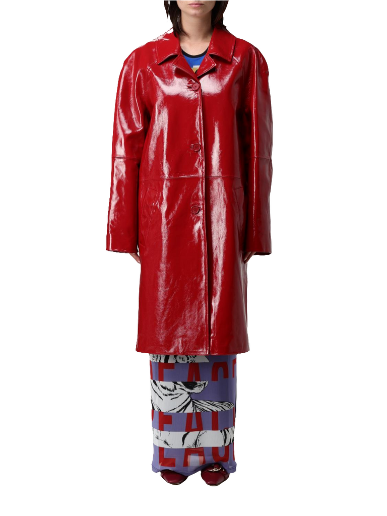 CAPPOTTO IN PELLE VERNICE     MOSCHINO JEANS