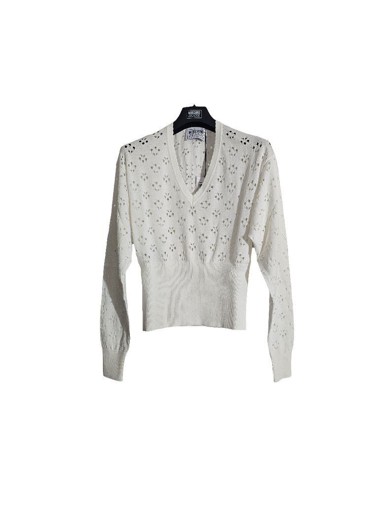 MAGLIA IN COTONE TRAFORATO     MO5CH1NO JEANS