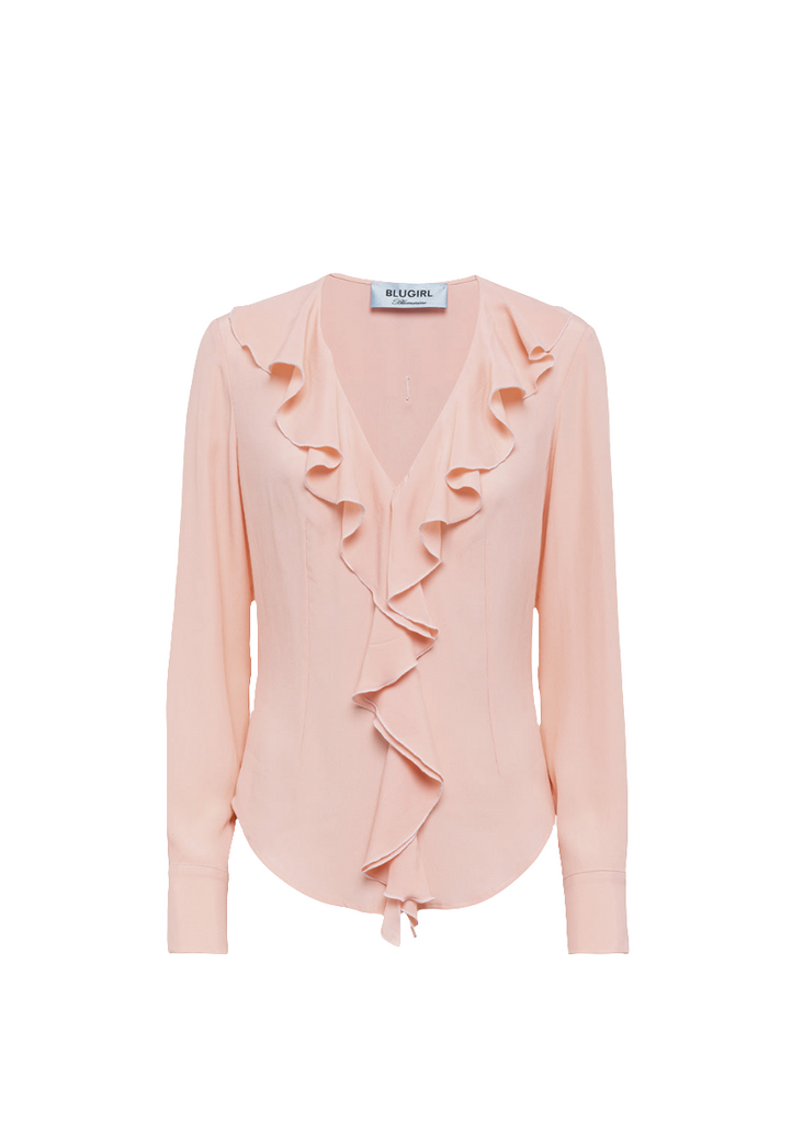 BLUSA IN CREPE DE CHINE DI SETA CON RUCHES    BLUGIRL Blumarine