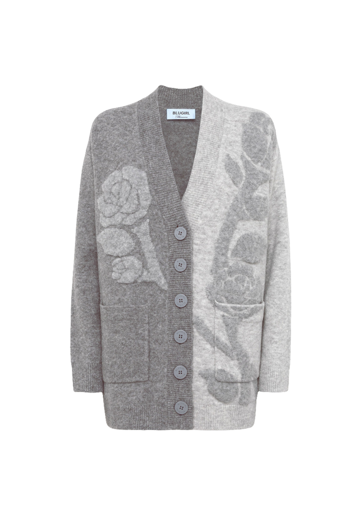 CARDIGAN JACQUARD CON INTARSIO ROSE     BLUGIRL Blumarine