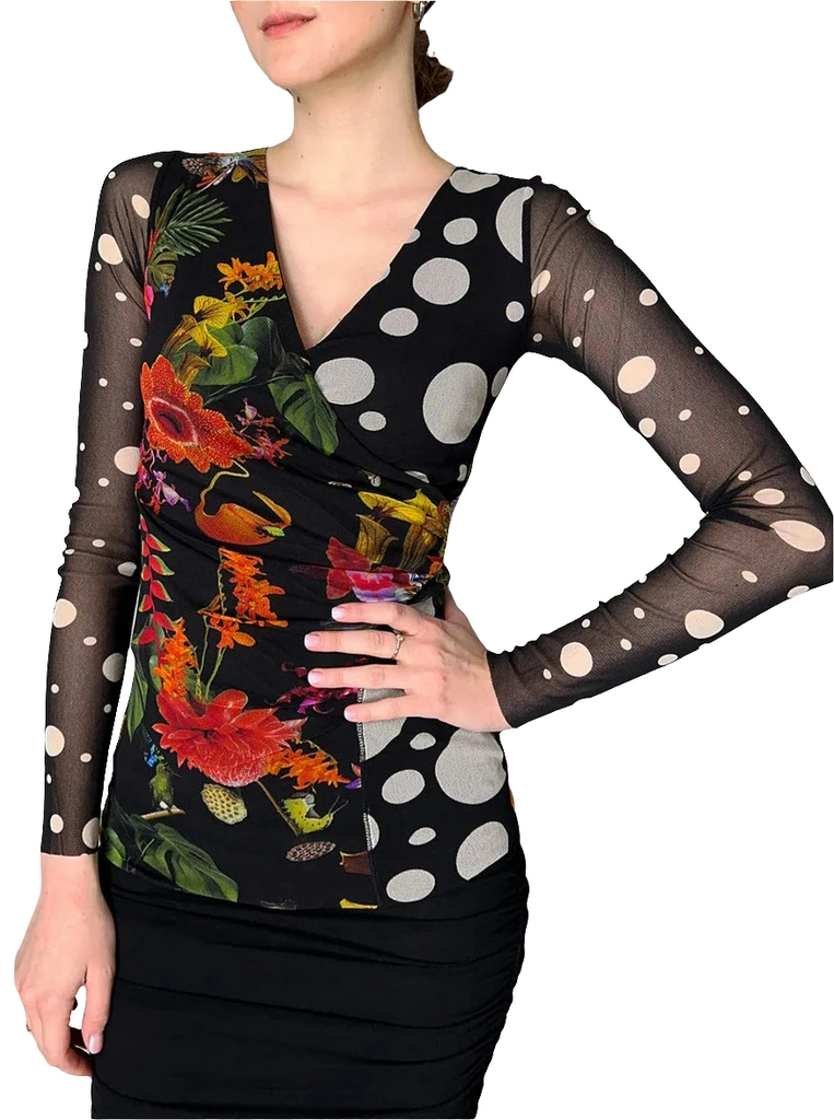 TOP IN TULLE FLORAL      FUZZI