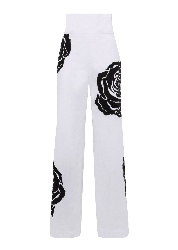 PANTALONI IN POPELINE CON STAMPA A ROSE     BLUGIRL Blumarine