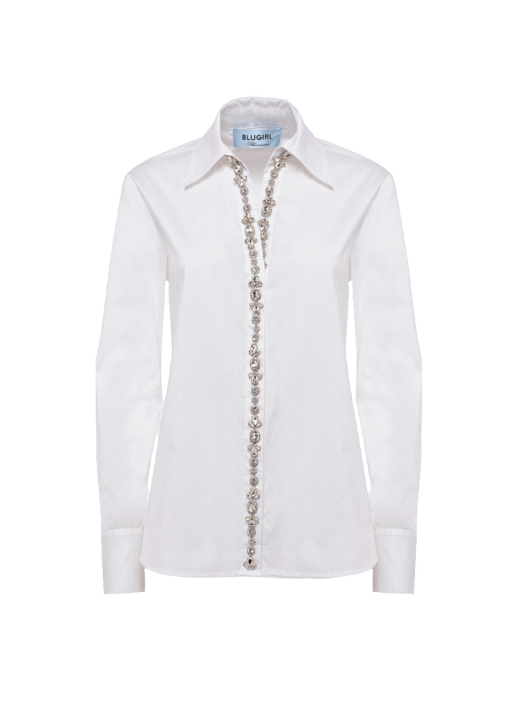 CAMICIA IN POPELINE CON CRISTALLI     BLUGIRL Blumarine