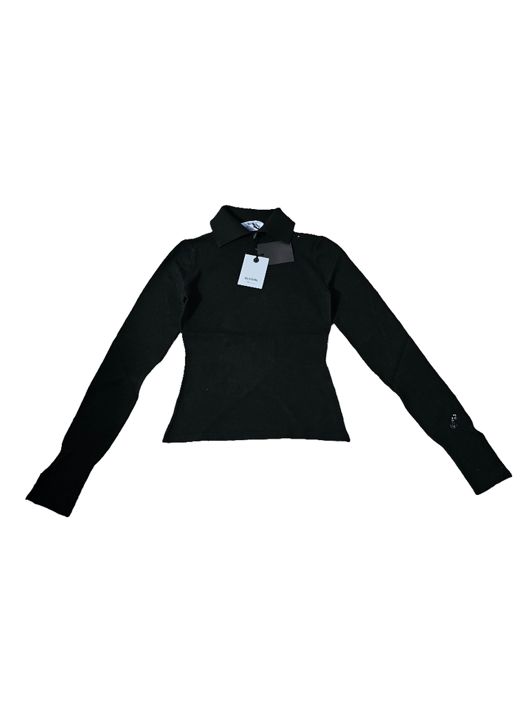 Maglia Colletto Misto Viscosa Maniche Lunghe Nero Gesso BLUGIRL Blumarine - Michela Bini