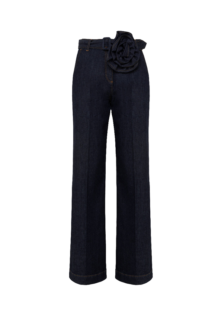 PANTALONE JEANS WIDE LEG IN DENIM CON CINTURA     BLUGIRL Blumarine