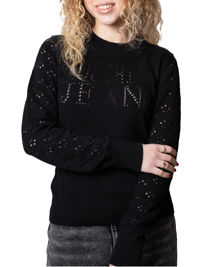 MAGLIA CON LOGO E MANICHE TRAFORATE    MO5CH1NO JEANS