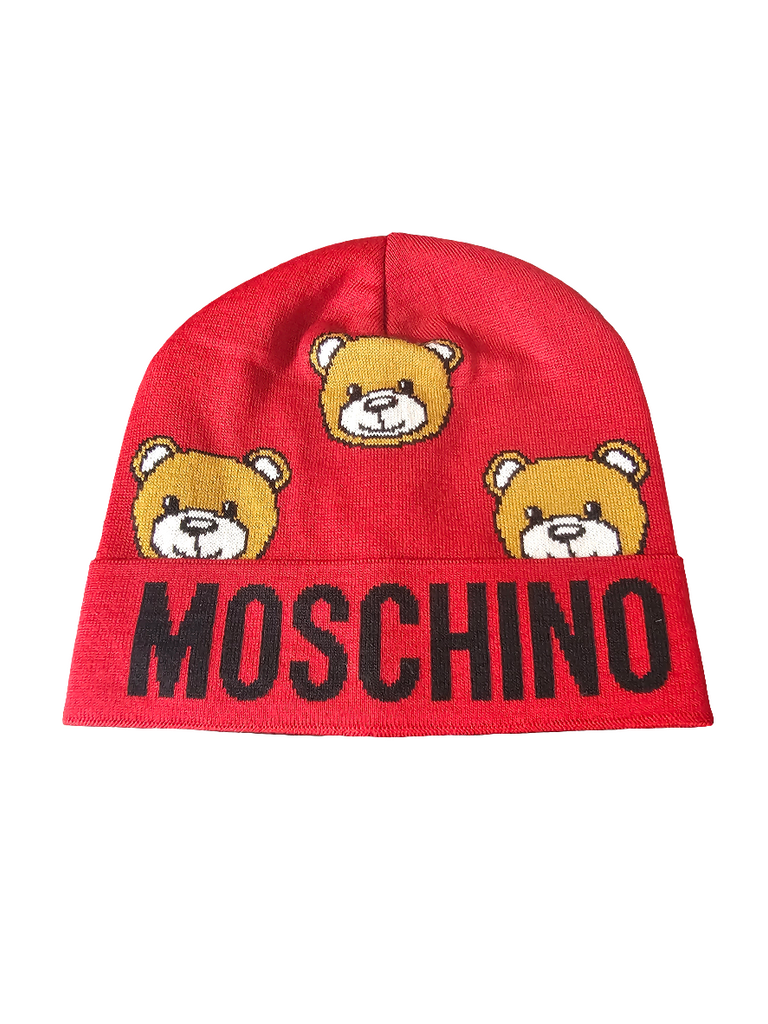 CAPPELLO IN MAGLIA ALLOVER TEDDY BEAR    MOSCHINO