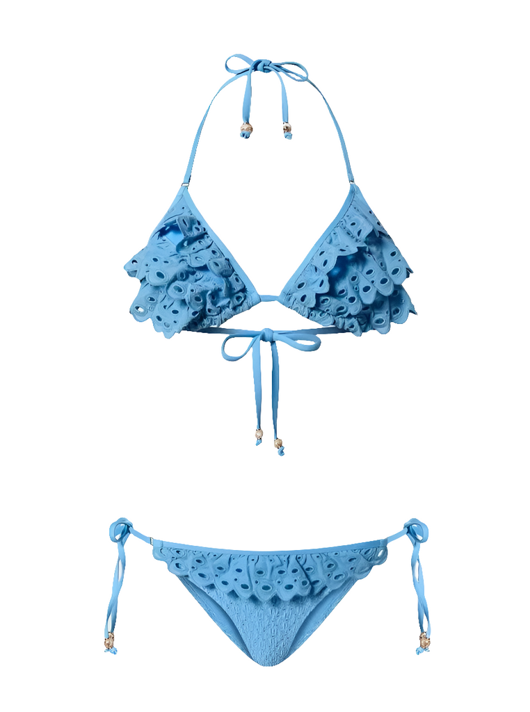 COSTUME DA BAGNO TRIANGOLO E TANGA CON RICAMO SANGALLO   TWINSET