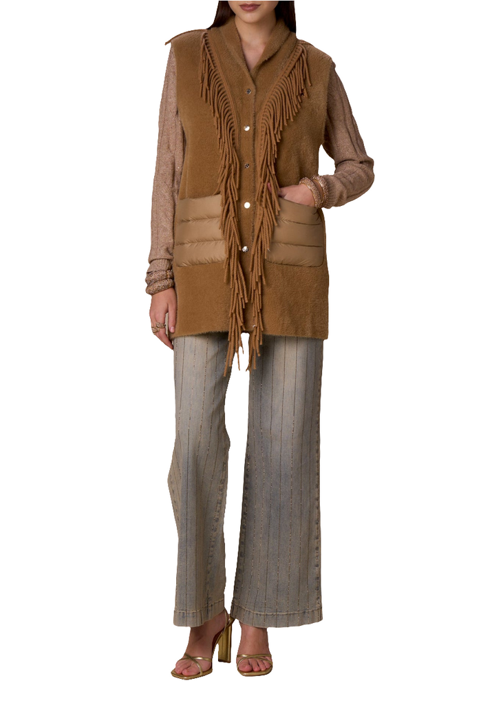 PIUMINO GILET MAGLIA E FRANGE     NOSECRETS