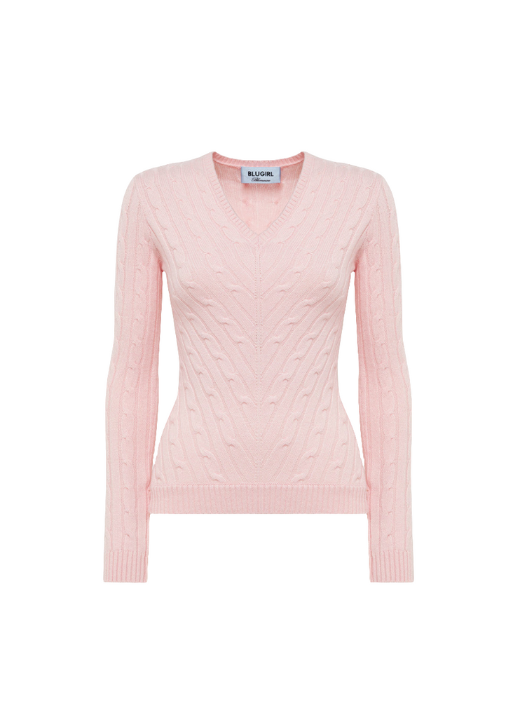 MAGLIA IN LANA E CACHEMIRE CON TRECCE     BLUGIRL Blumarine