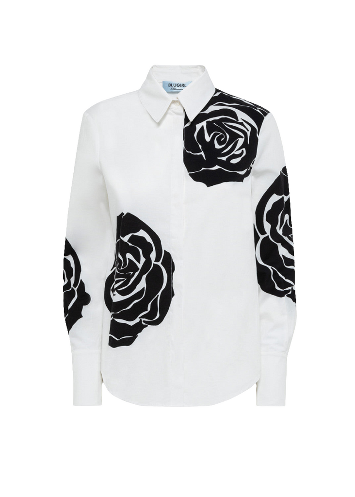 CAMICIA IN POPELINE CON STAMPA A ROSE     BLUGIRL Blumarine