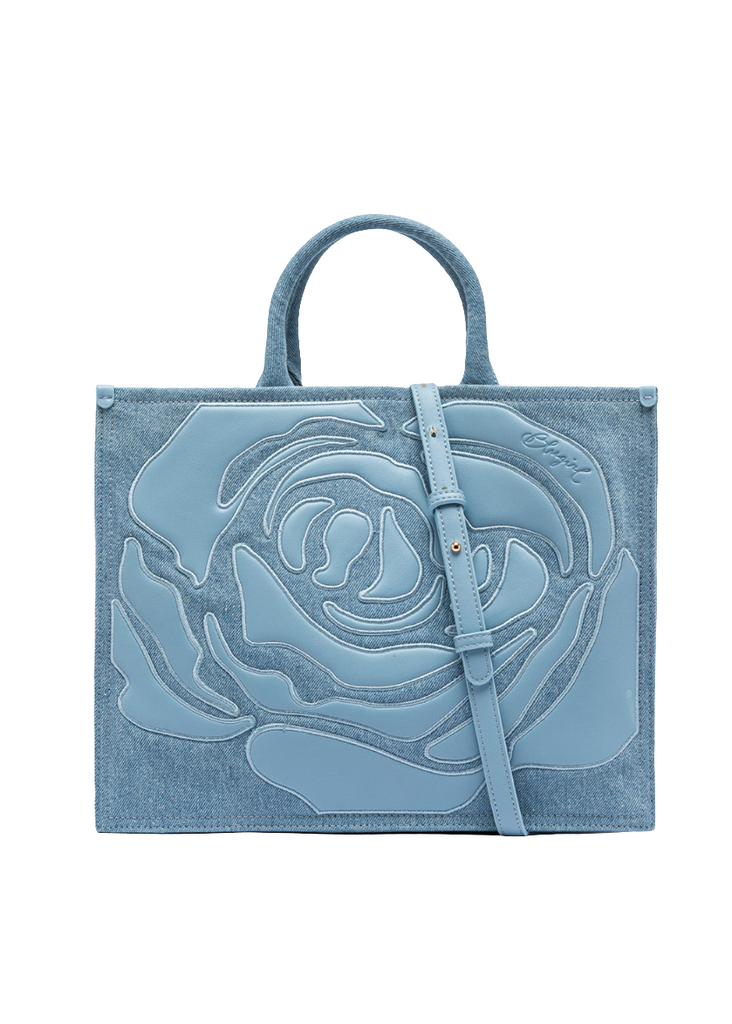 BORSA SHOPPER IN DENIM CON ROSA     BLUGIRL Blumarine