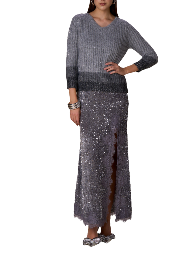 MAGLIA SCOLLO A V  IN LUXURY PAILLETTES     NOSECRETS