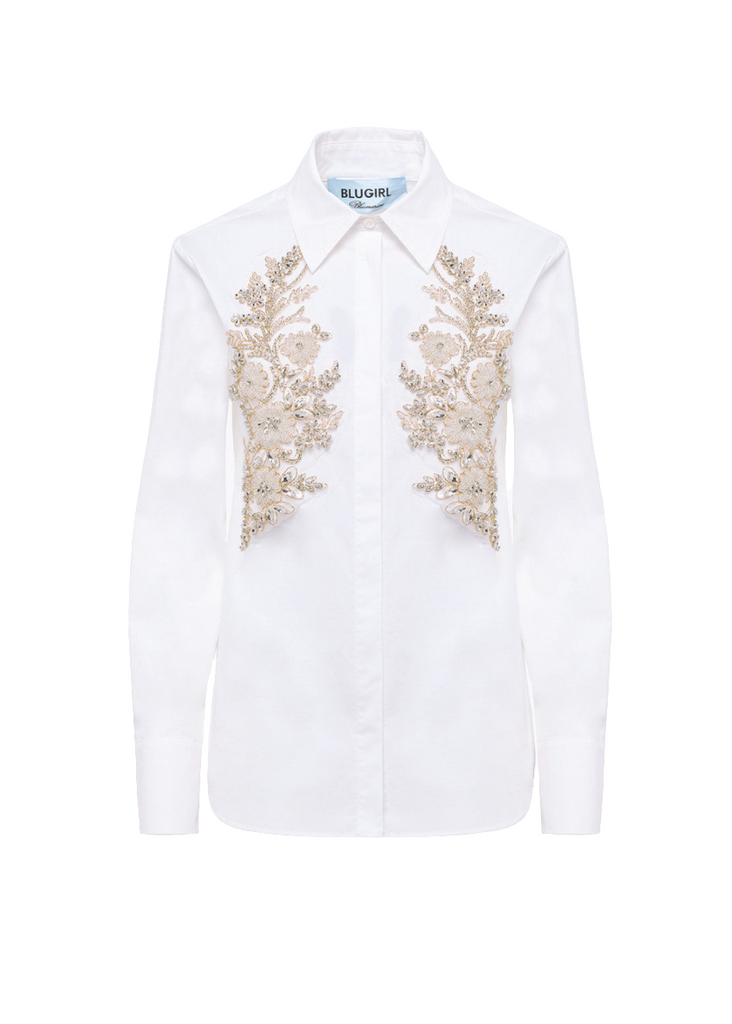CAMICIA IN POPELINE CON PATCH FLOREALE     BLUGIRL Blumarine