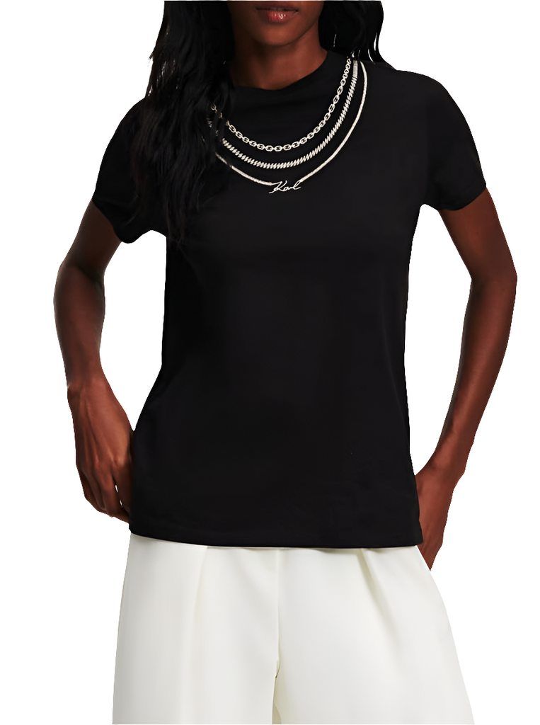 KARL SIGNATURE T-SHIRT CON COLLANA    KARL LAGERFELD