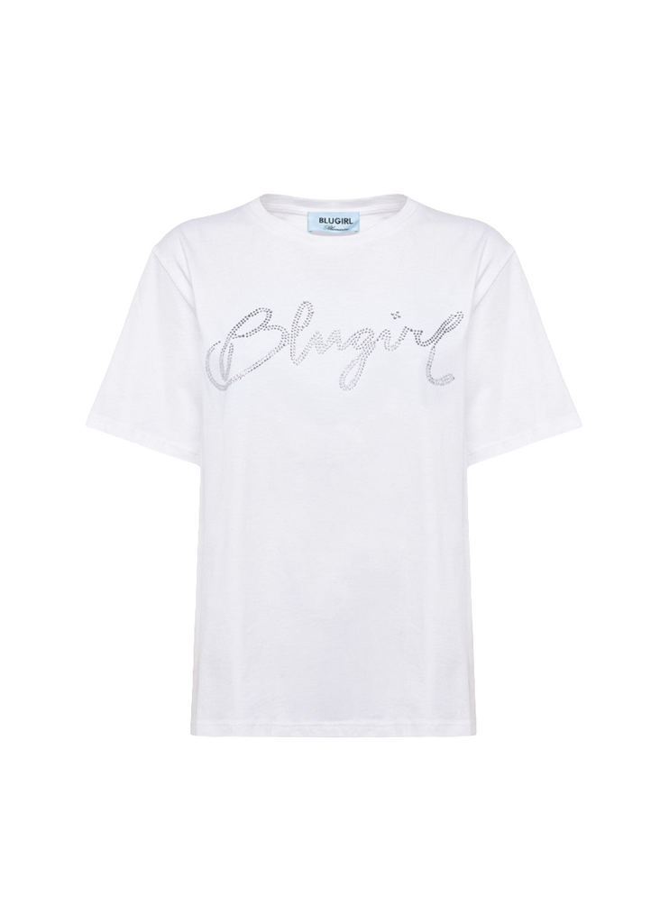 T-SHIRT LOGO CON STRASS     BLUGIRL Blumarine