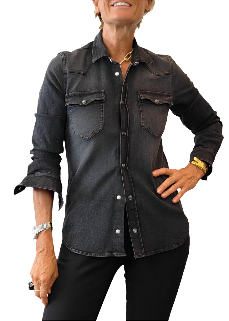 CAMICIA TEXANA IN DENIM NERO     CIGALA'S
