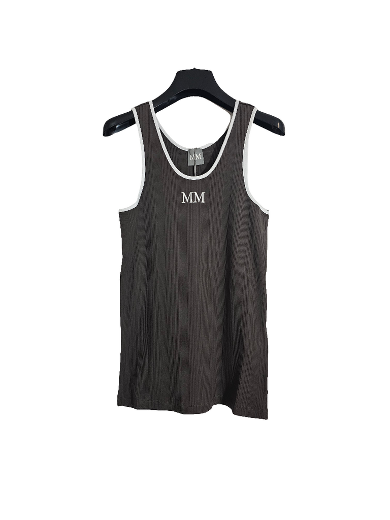 CANOTTA TOP A COSTINE CON RICAMO FRONTALE    MAX MARA MM