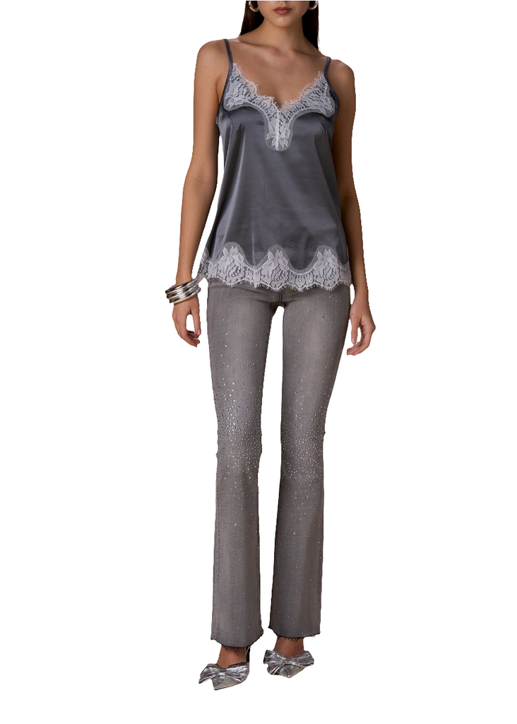 TOP IN RASO CON PIZZO A CONTRASTO     NOSECRETS