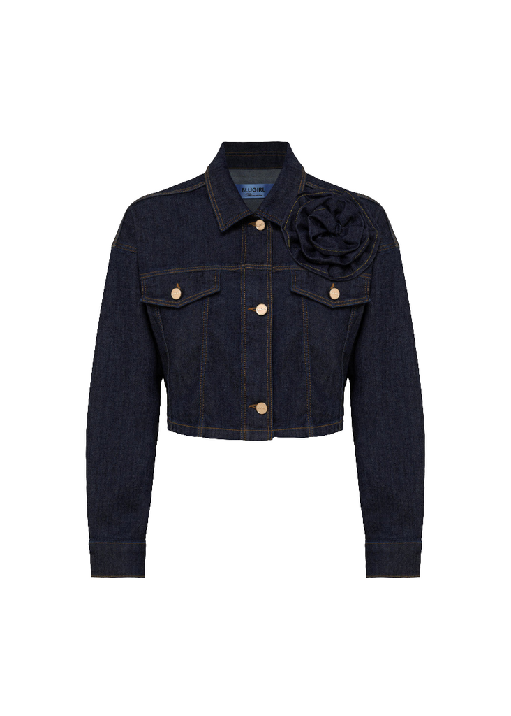 GIACCA IN DENIM CON SPILLA A ROSA     BLUGIRL Blumarine