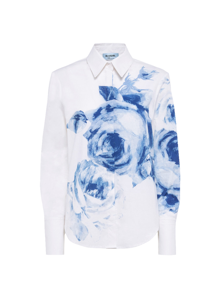 CAMICIA IN POPELINE CON STAMPA A ROSE     BLUGIRL BLUMARINE
