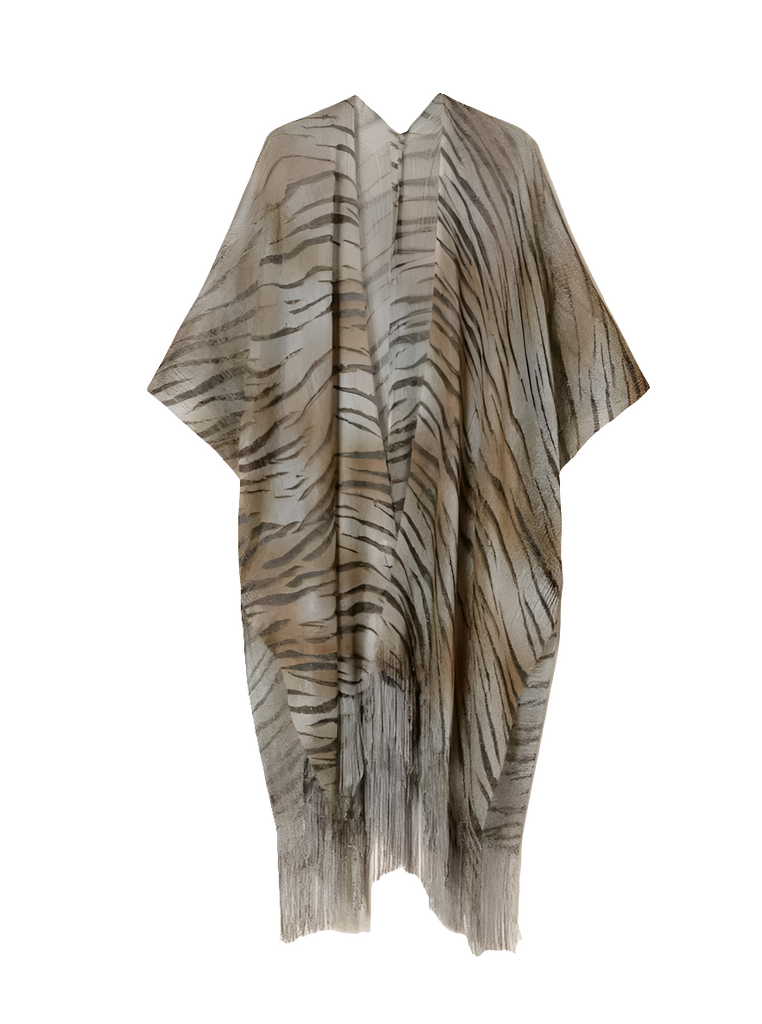 PONCHO A RETE A STAMPA ANIMALIER   TWINSET
