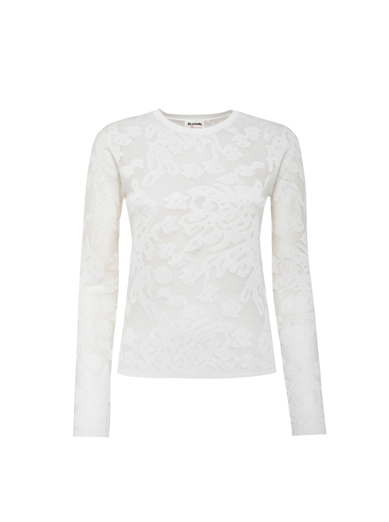 MAGLIA IN VISCOSA A FIORI   BLUGIRL Blumarine