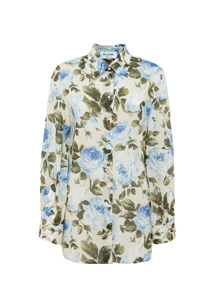 CAMICIA OVER IN VOILE DI SETA A ROSE     BLUGIRL Blumarine