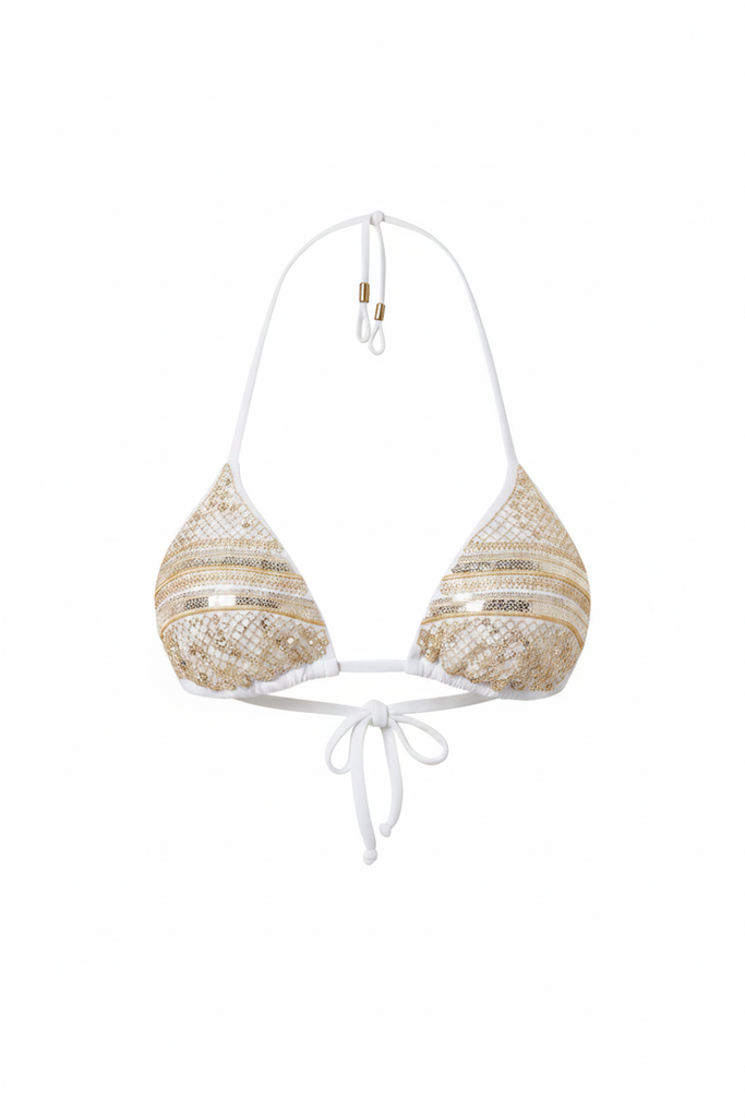 Bikini Triangolo Paillettes Bianco