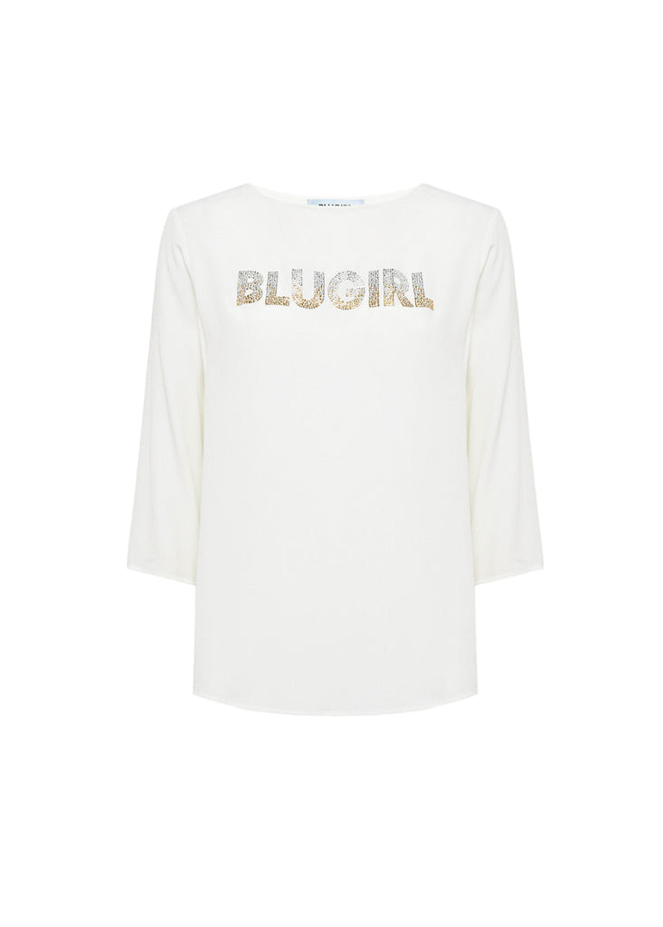 BLUSA LOGO CREPE DE CHINE    BLUGIRL Blumarine