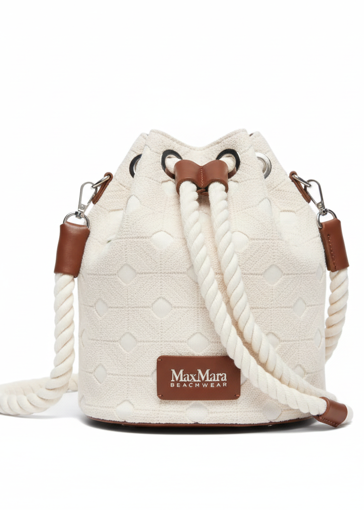 Borsa secchiello macramè bianco tracolla bianca Max Mara Beachwear