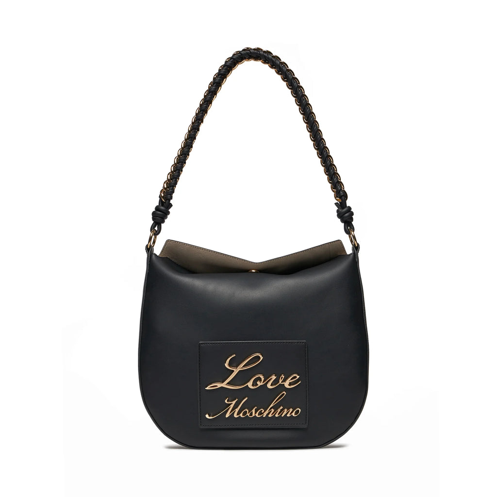 BORSA A SPALLA SCRITTA LOGO ORO   LOVE MOSCHINO