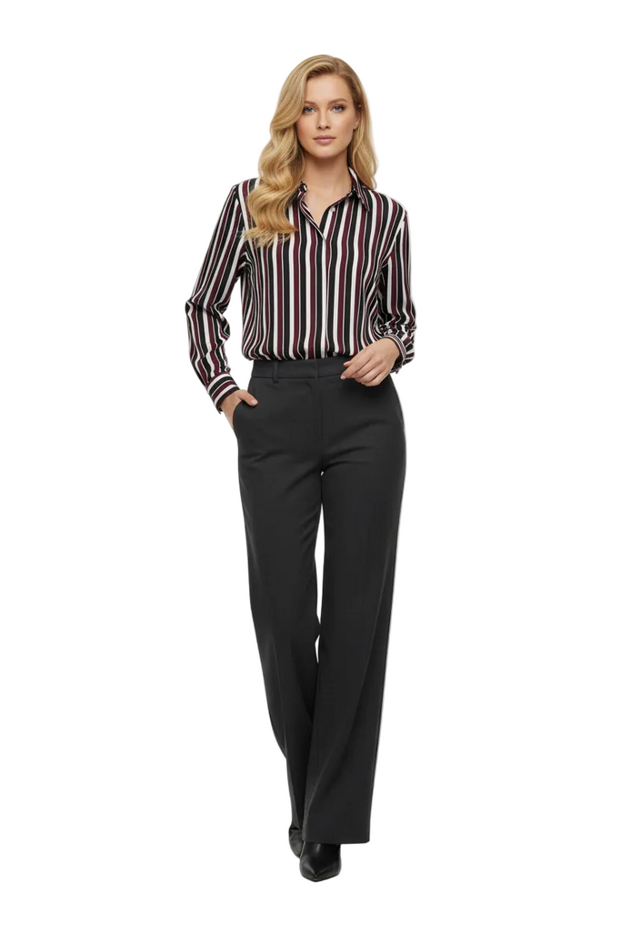 Camicia righe borgogna - frontale