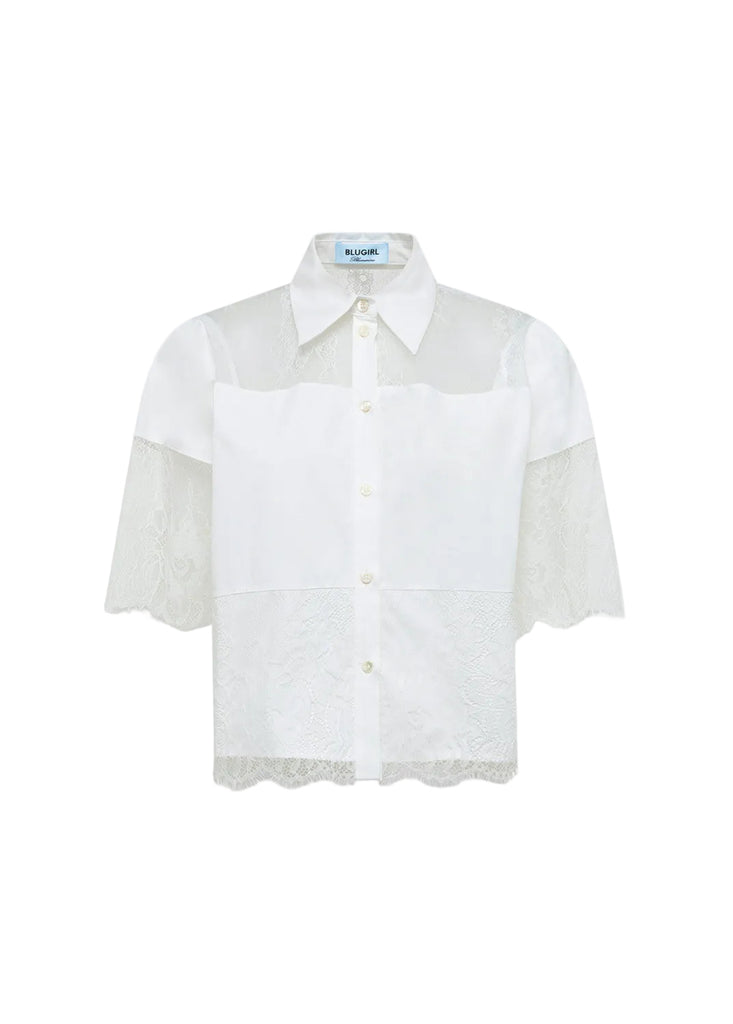 CAMICIA IN COTONE CON PIZZO BLUGIRL Blumarine