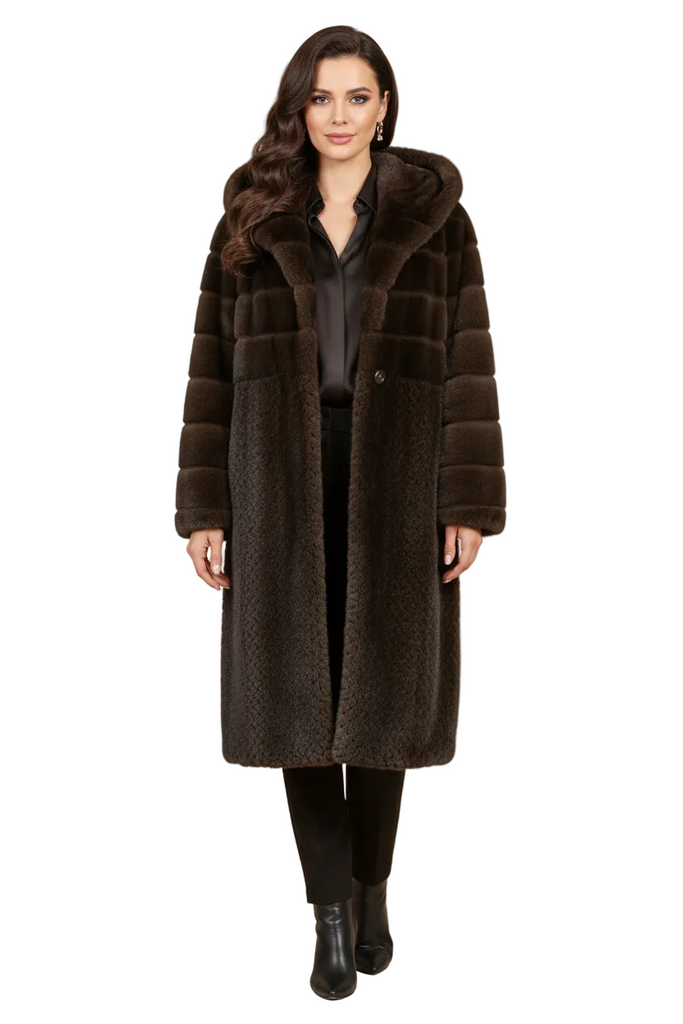Cappotto Simil Visone Fondente - Fronte