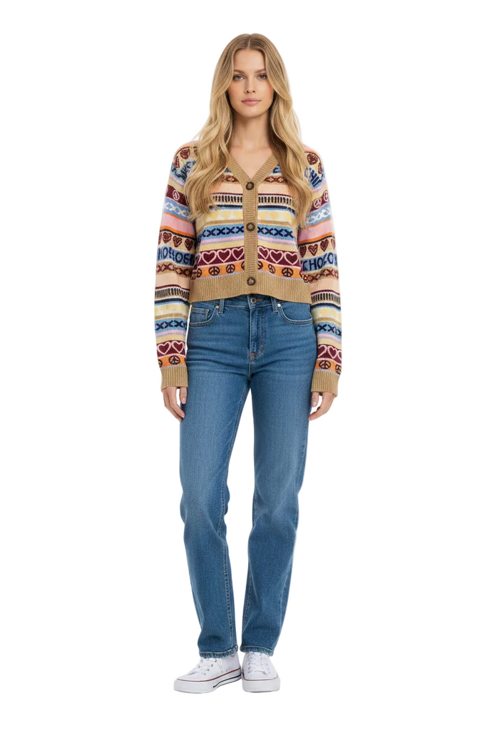 Cardigan jacquard frontale