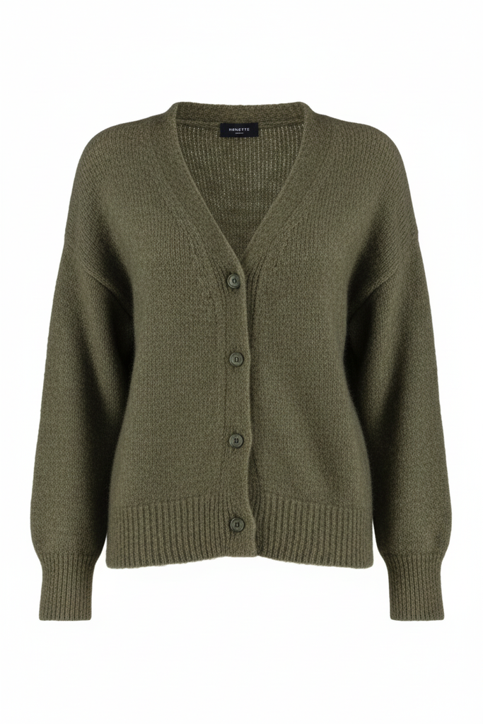 Cardigan verde militare - frontale