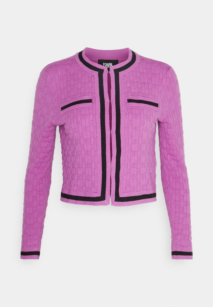 CARDIGAN  TEXTURED CLASSIC KNIT CARDIGAN  KARL LAGERFELD