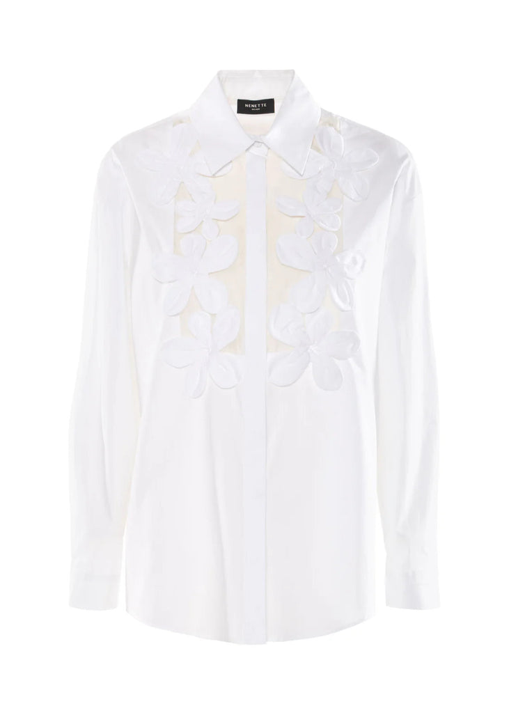 CAMICIA FELICITA FIORI SURPLACE BIANCO NENETTE