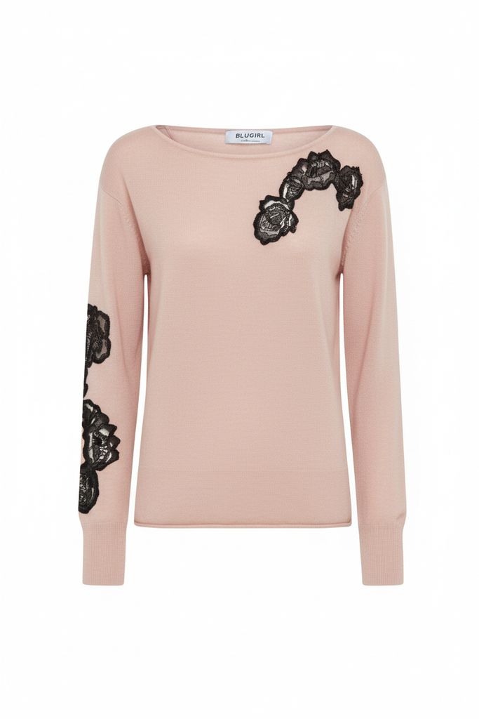 Maglia Merino Pizzo Lana Cipria BLUGIRL Blumarine