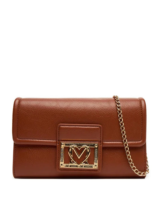 BORSA PICCOLA A SPALLA CON PLACCA LOGATA     LOVE MOSCHINO