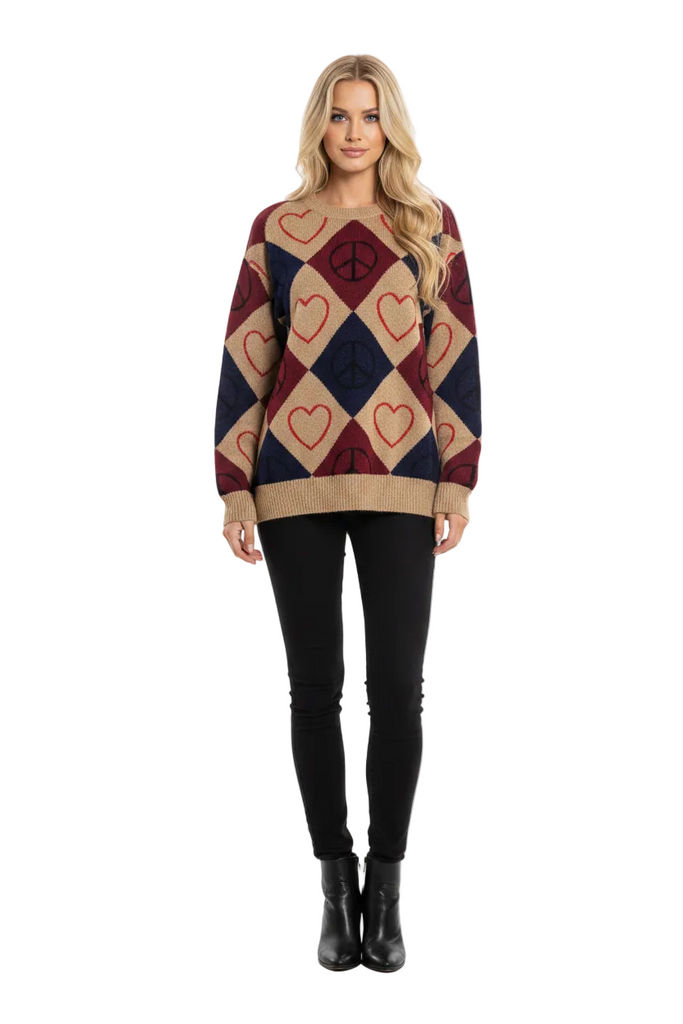 Maglione jacquard rombi - frontale