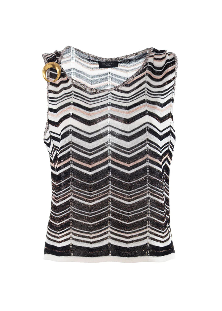 TOP MURENA IN MAGLIA NERO MULTICOLOR NENETTE