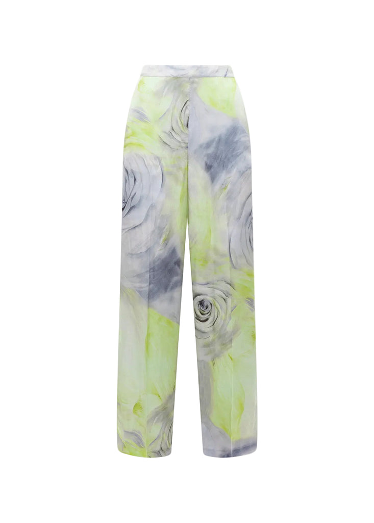 PANTALONI IN RASO CON STAMPA A ROSE BLUGIRL Blumarine