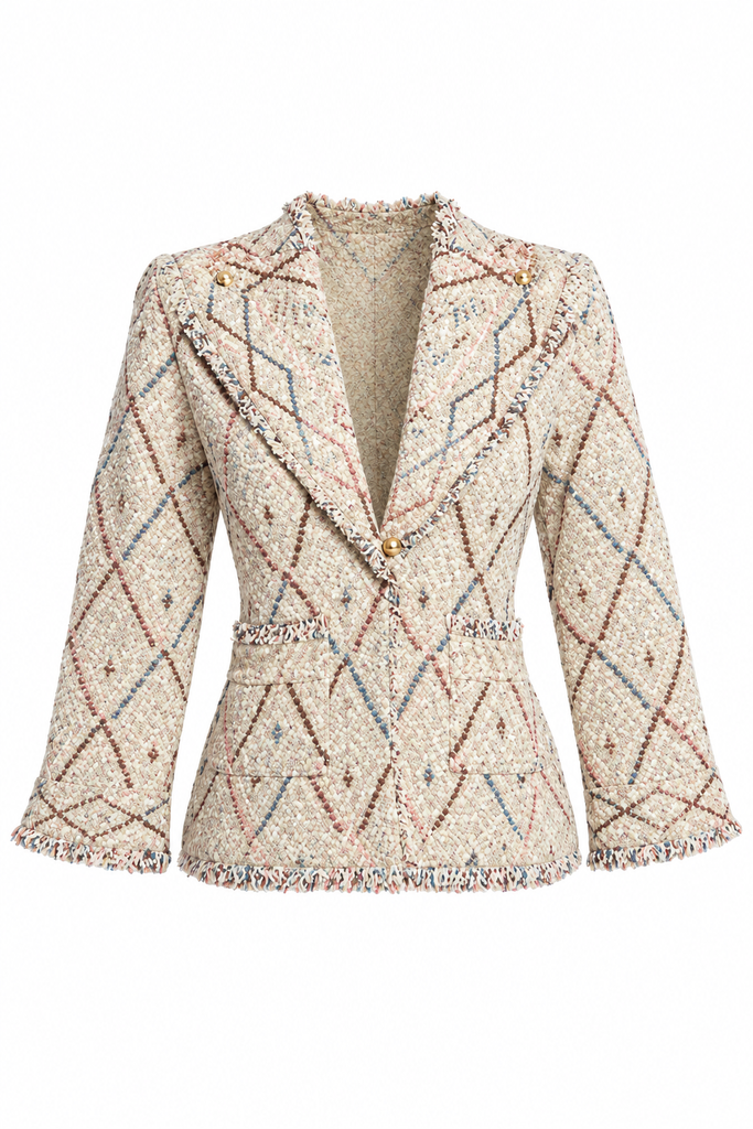 Parker senza modella, jacquard multicolore