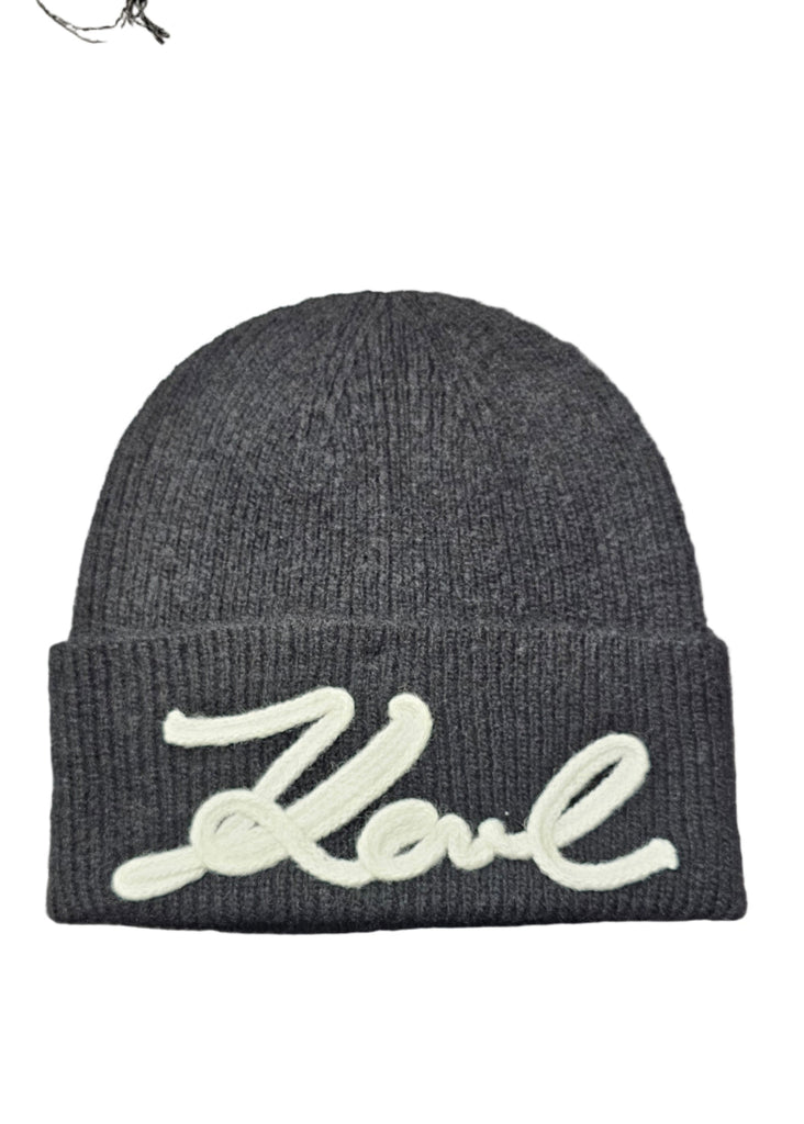 BERRETTO K/SIGNATURE CROCHET BEANIE     KARL LAGERFELD