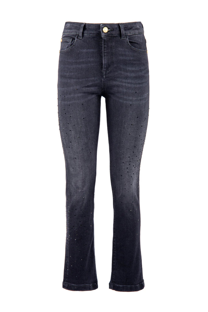 PANTALONE GAMBA DRITTA CON STRASS TESSUTO DENIM SUPERSTRECH    NENETTE