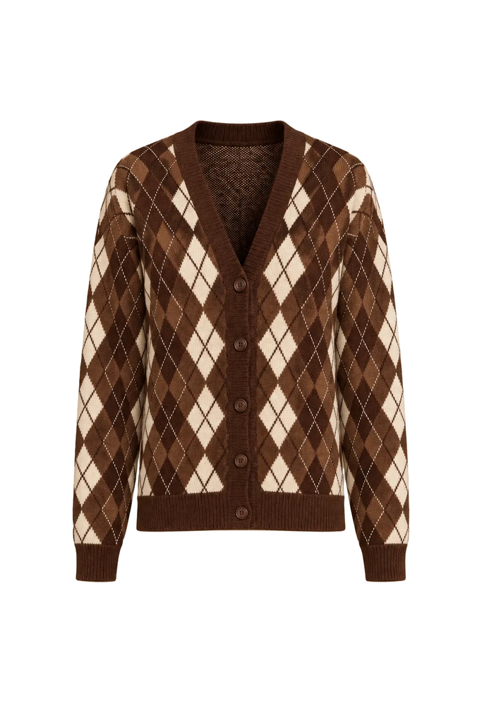 Solo cardigan argyle marrone
