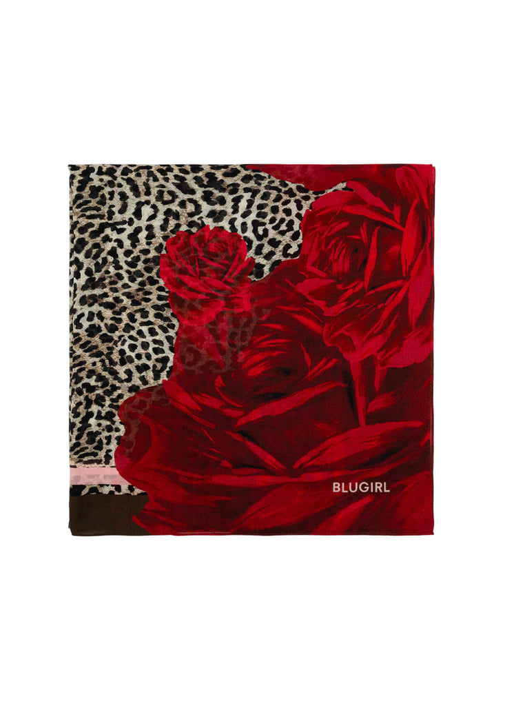 STOLA CON STAMPA ROSE E ANIMALIER     BLUGIRL Blumarine