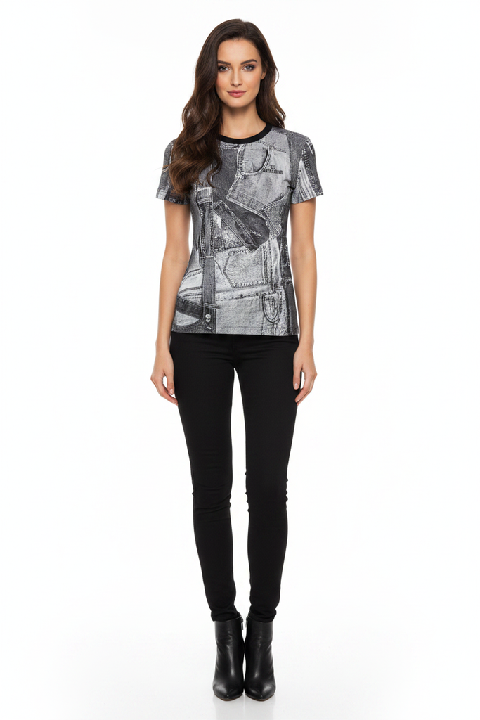 T-shirt denim print - frontale